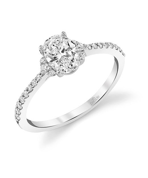 14K White Gold 0.18ct. Oval Solitaire Diamond Engagement Ring