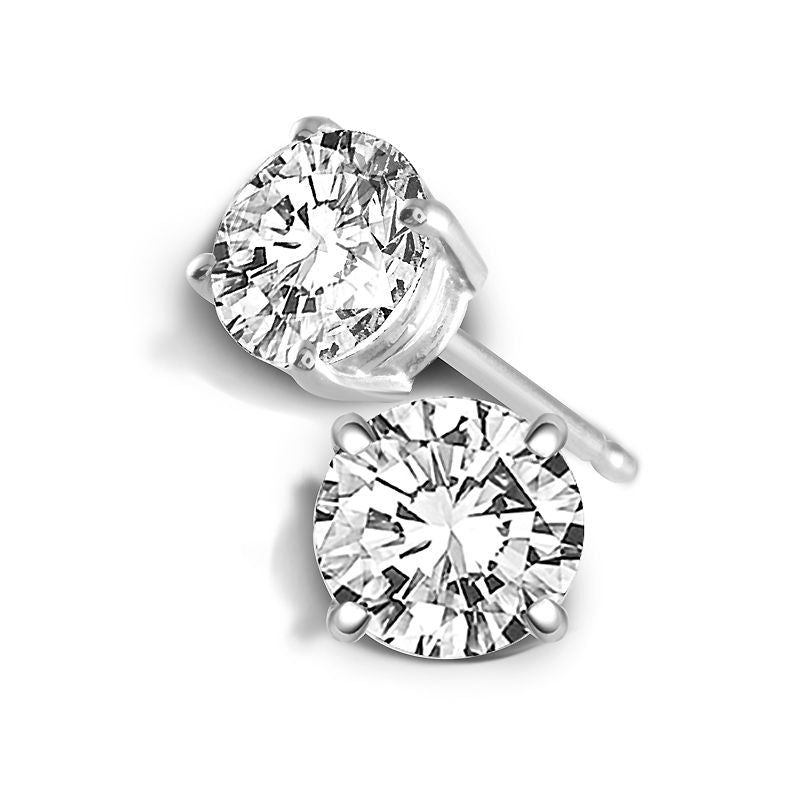14K White Gold Round, 0.61ct., Stud