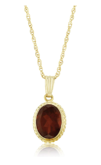 Oval Solitaire 14K Yellow Rope Gold Fashion Pendant Necklaces