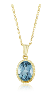 Oval Solitaire 14K Yellow Rope Gold Fashion Pendant Necklaces