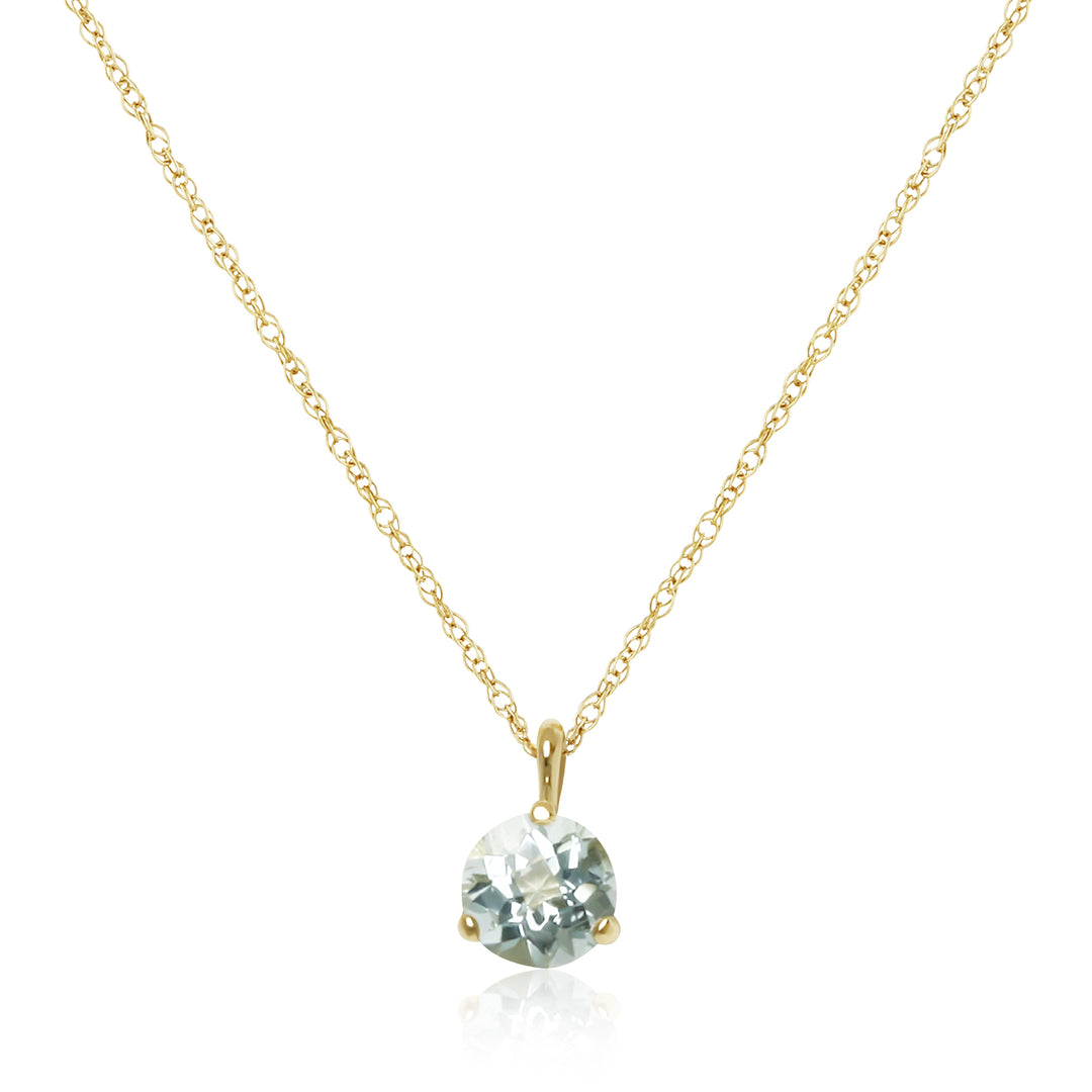 Round Solitaire 14K Yellow Rope Gold Fashion Pendant Necklaces