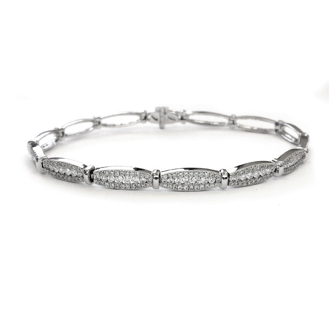 14K White Gold 1.08ct. Round Diamond Bracelets