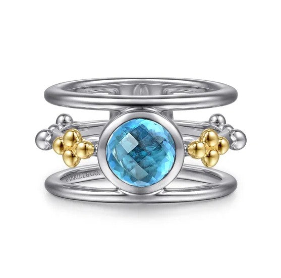 Sterling Silver White 2.42ct. Round Gemstone Women's Colored Stone Rings