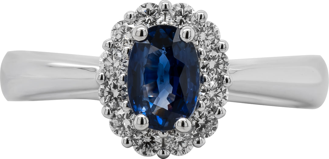 14K White 0.78ct. Oval Gemstone Women's Colored Stone Rings