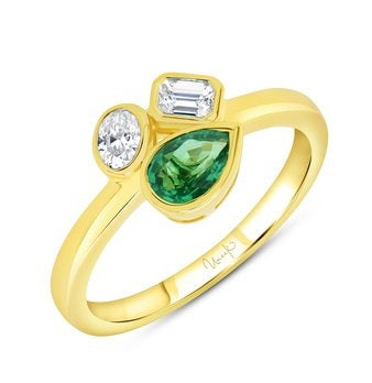 18K Yellow 0.12ct. Oval Gemstone Women's Colored Stone Rings