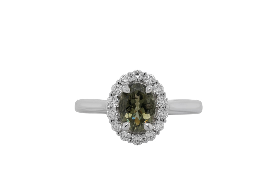 14K White 1.31ct. Oval Gemstone Women's Colored Stone Rings