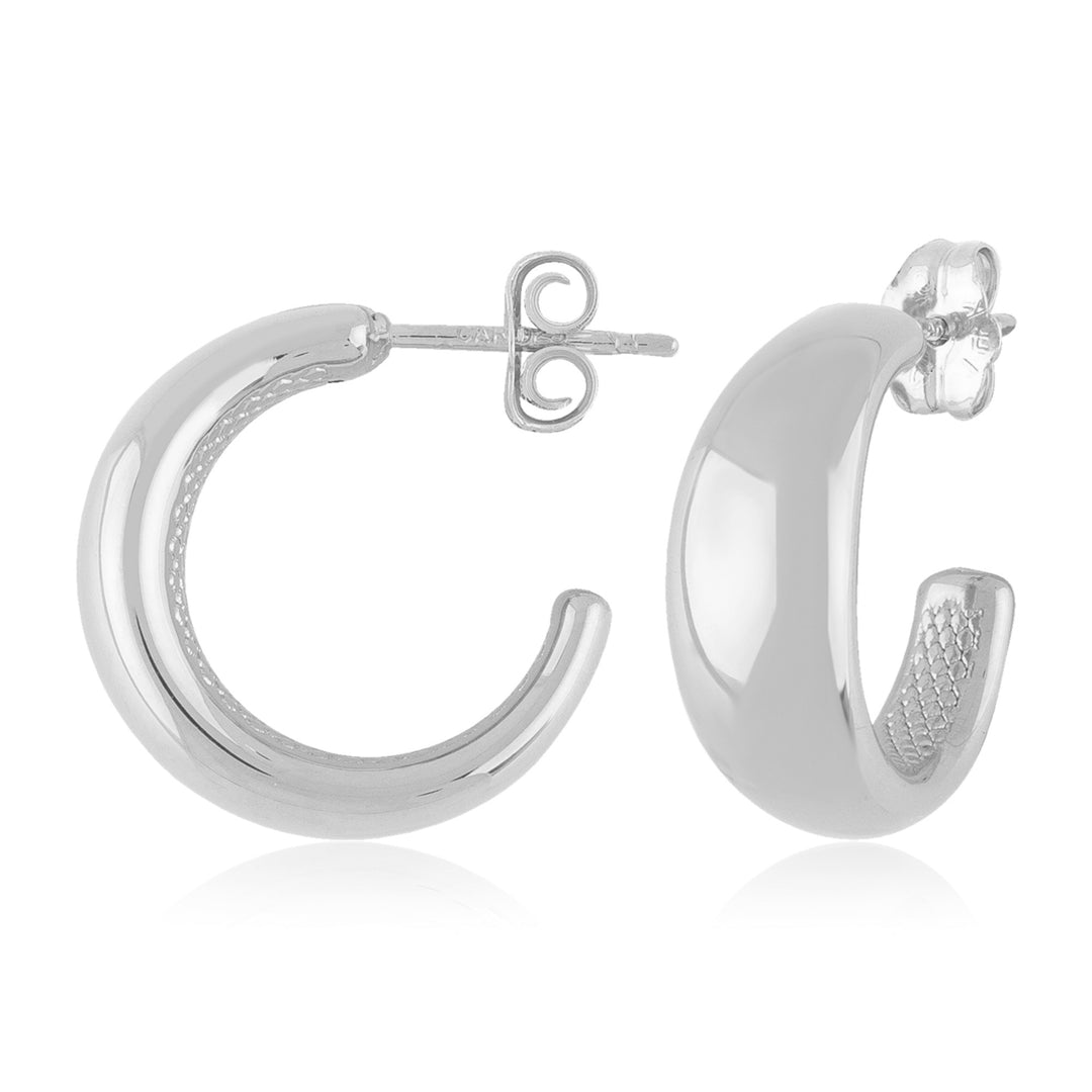 Polished Huggie Sterling Silver White