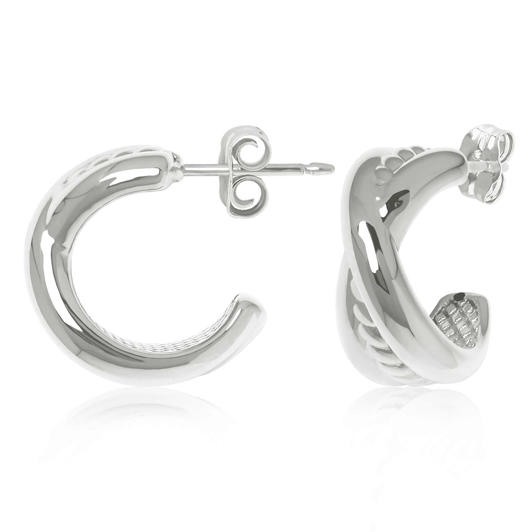 Polished Half Hoop Sterling Silver White