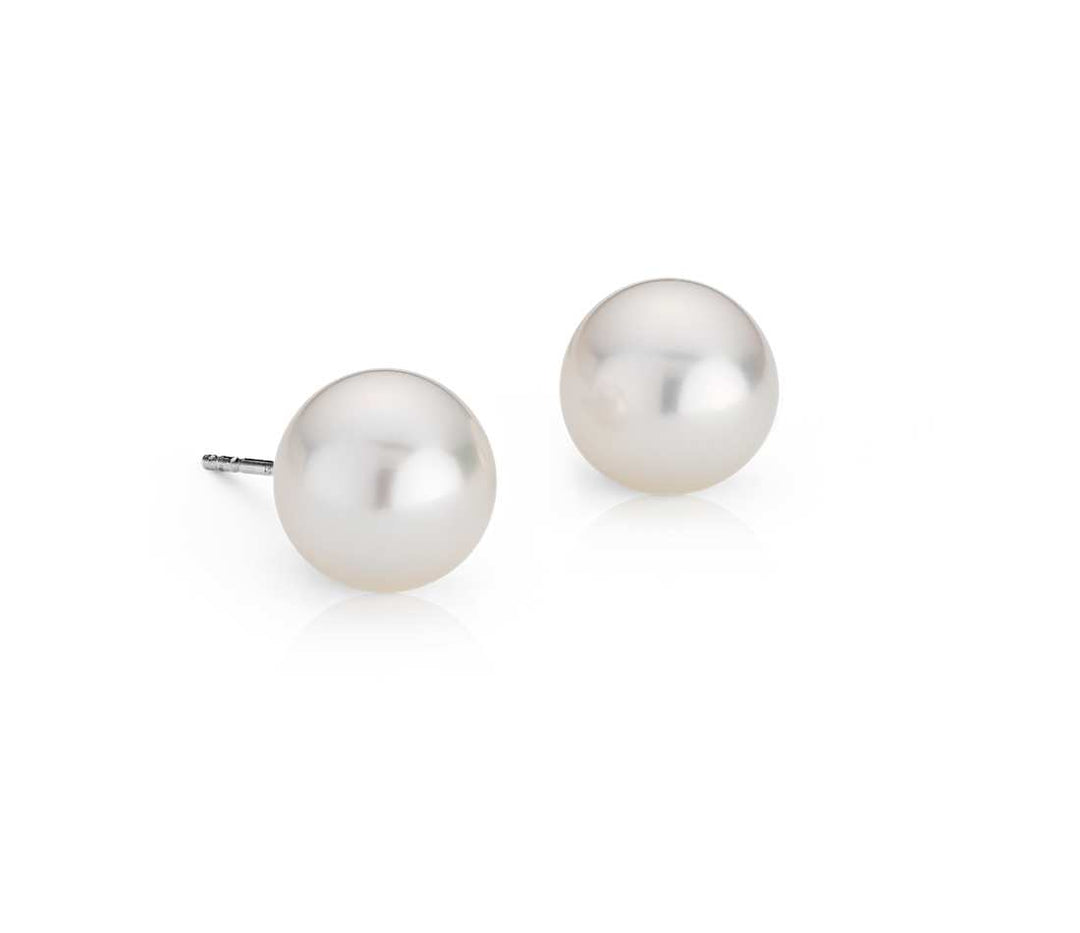 14K White Stud Pearl