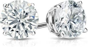 14K White Gold Round, 2.00ct., Stud