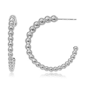 Polished Half Hoop Sterling Silver White