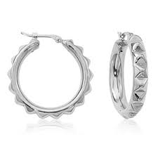 Polished Medium Hoop Sterling Silver White