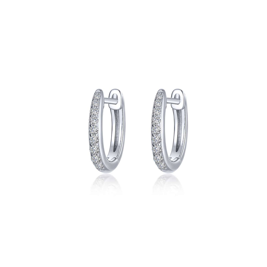 Platinum Plated Huggie Sterling Silver White
