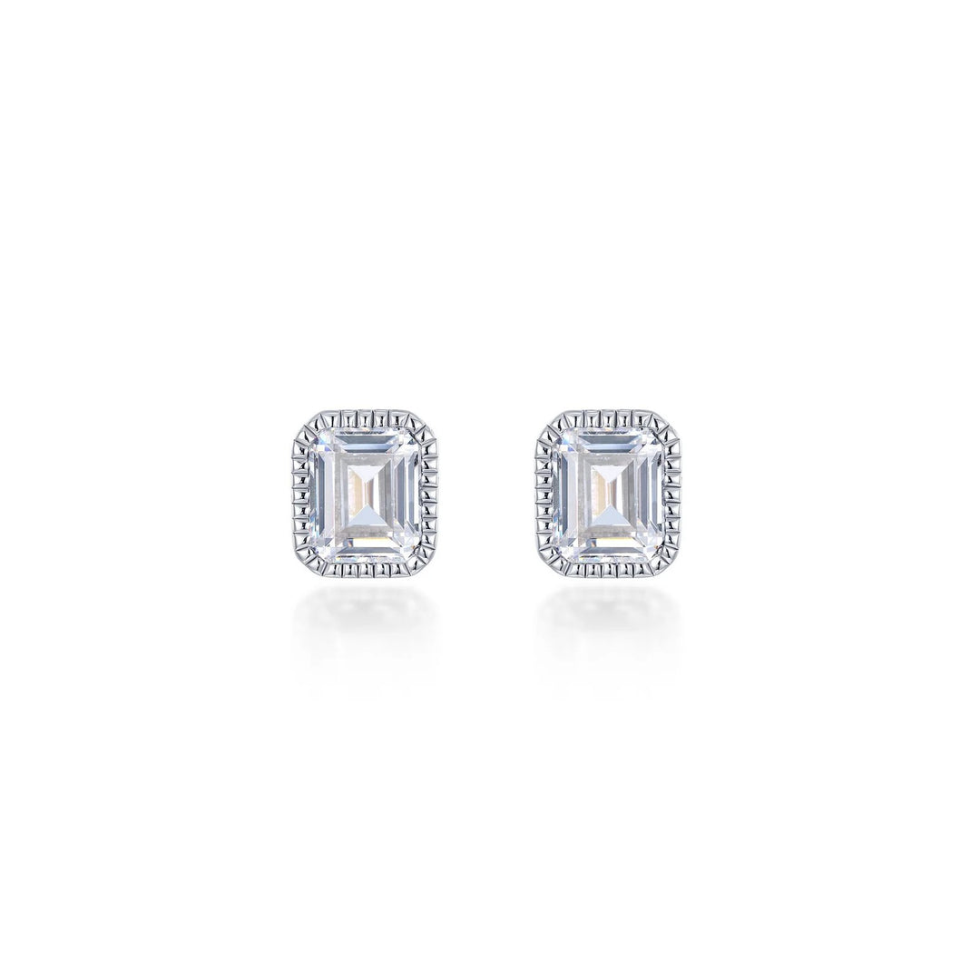 Platinum Plated Stud Sterling Silver White