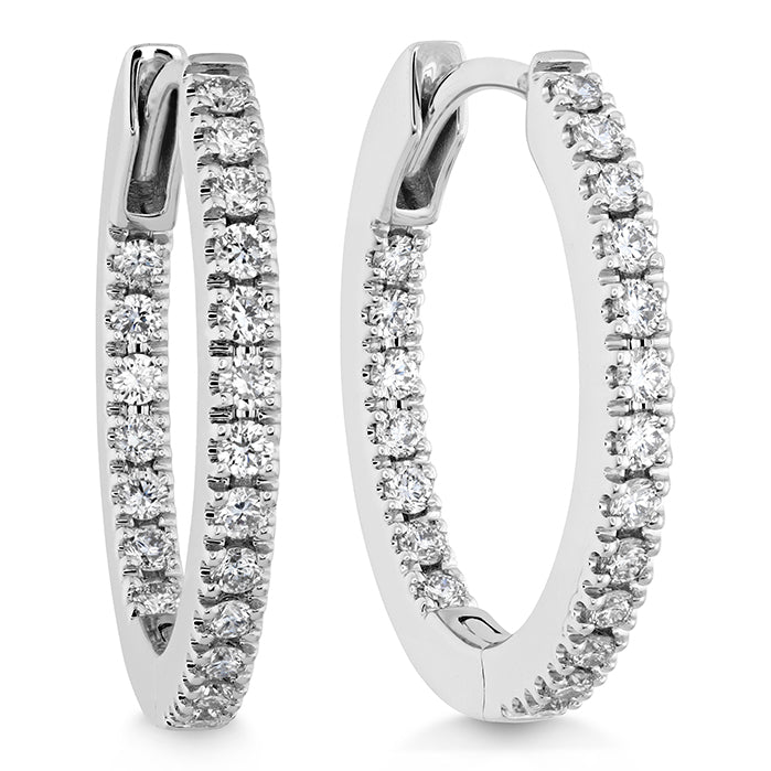 18K White Gold Round, 0.34ct., Oval Hoops