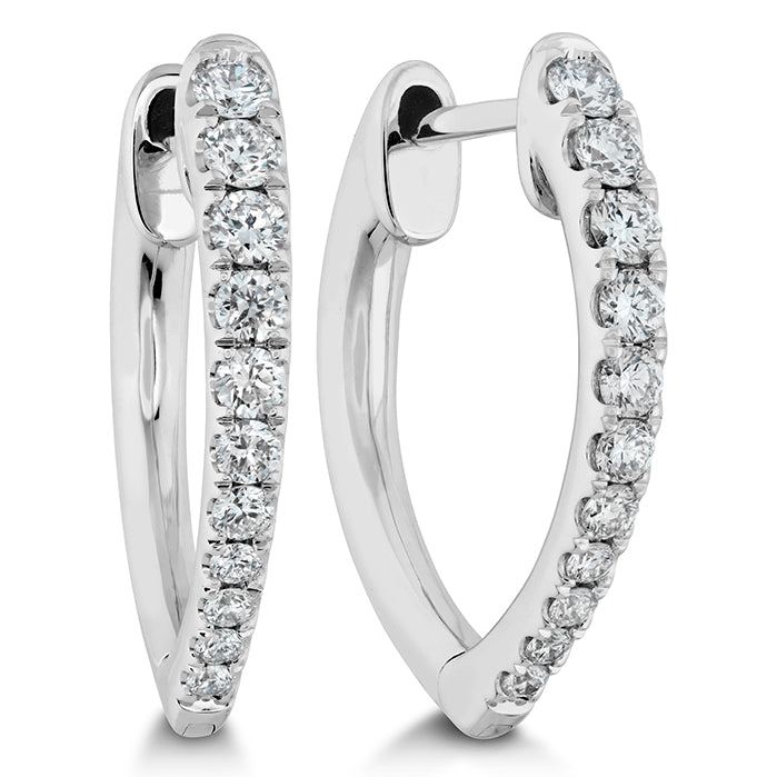 18K White Gold Round, 0.76ct., Oval Hoops