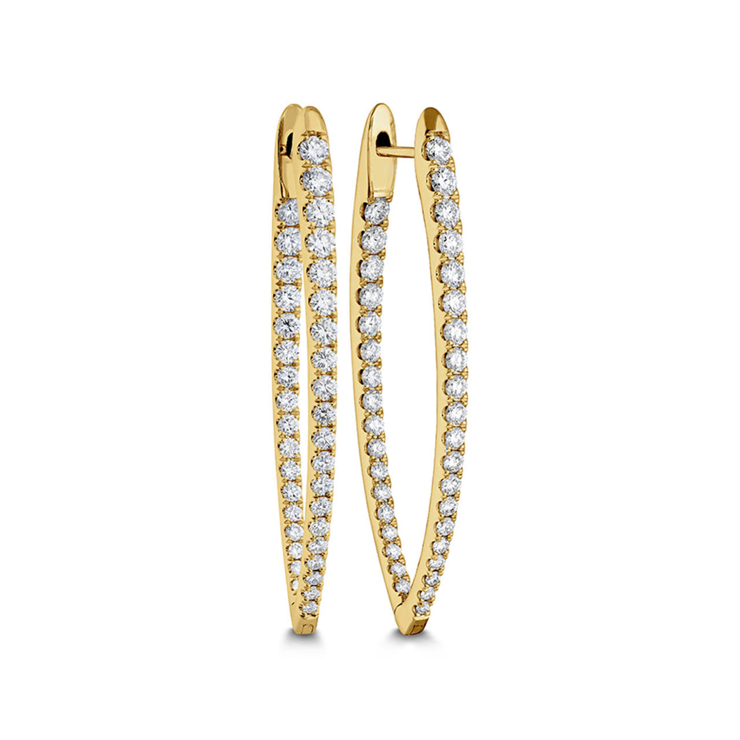18K Yellow Gold Round, 1.66ct., Oval Hoops