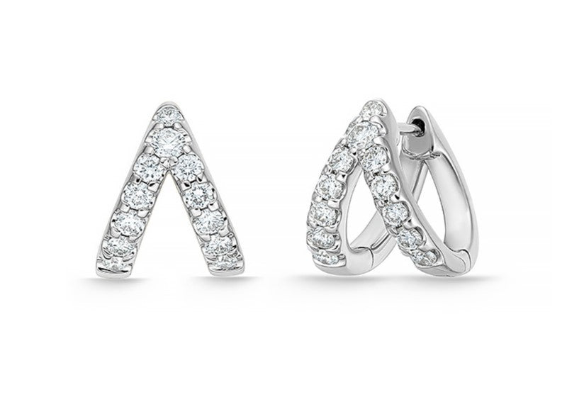 18K White Gold Round, 0.55ct., Huggie