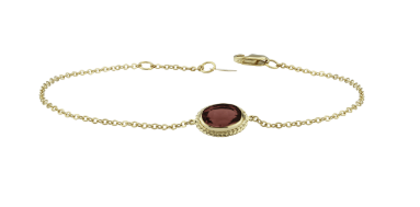 14K Yellow Garnet Oval Colored Stone Bracelets Fashion