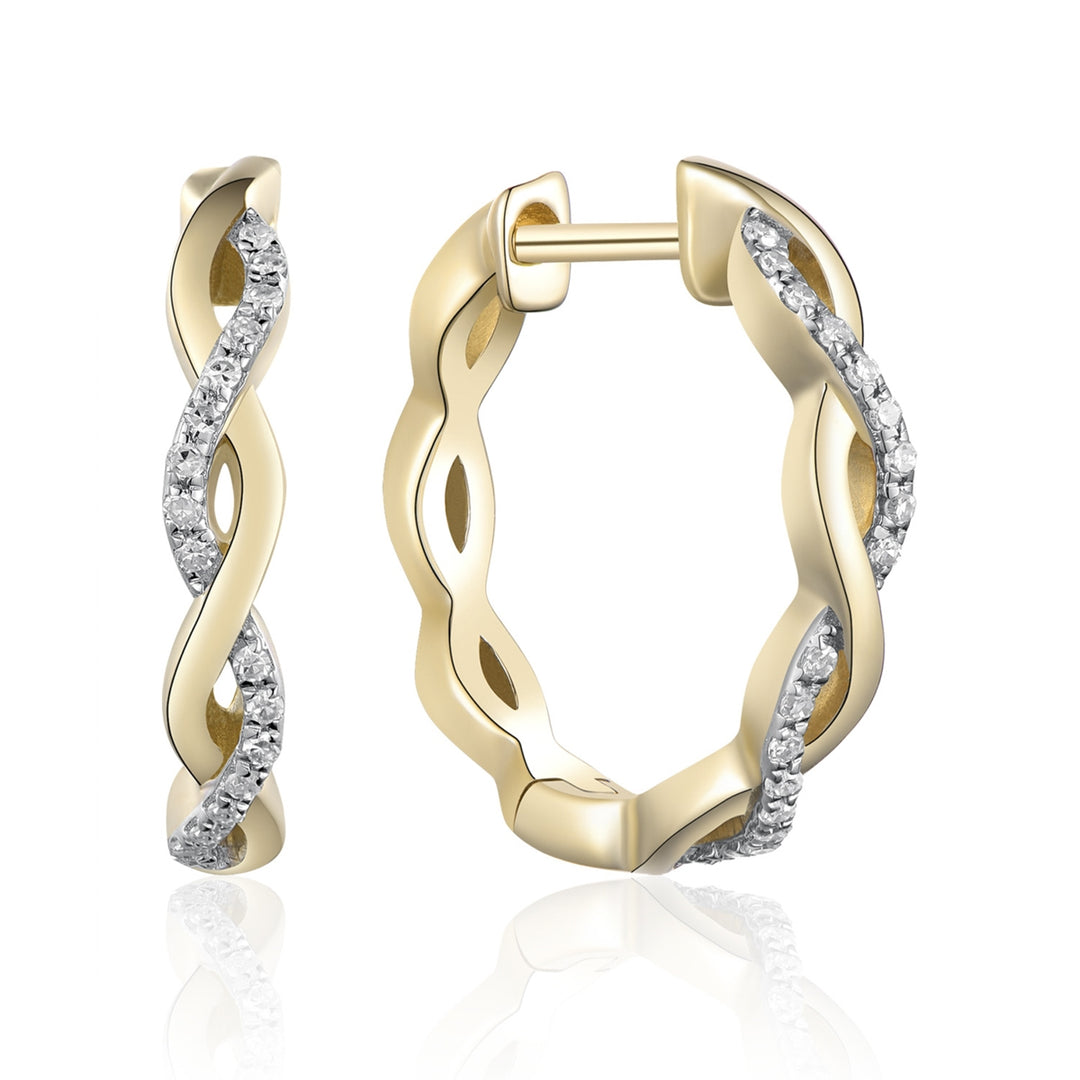 14K Yellow Gold Round, 0.09ct., Twisted Hoop