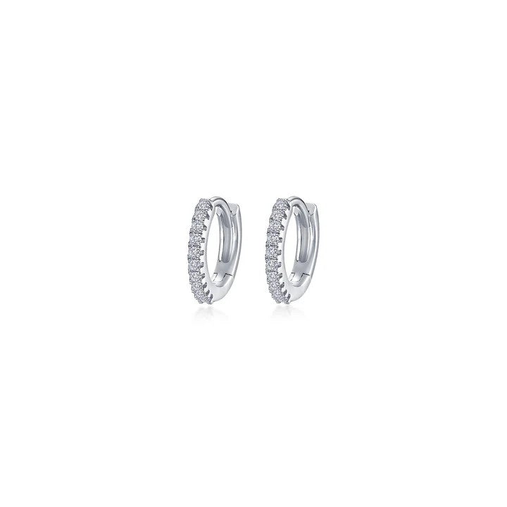 Platinum Plated Huggie Sterling Silver White