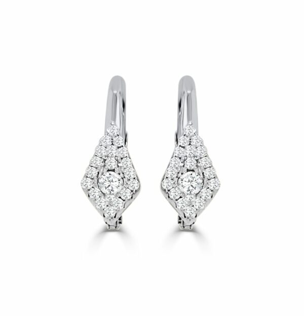 14K White Gold Round, 0.27ct., Geometric Dangle