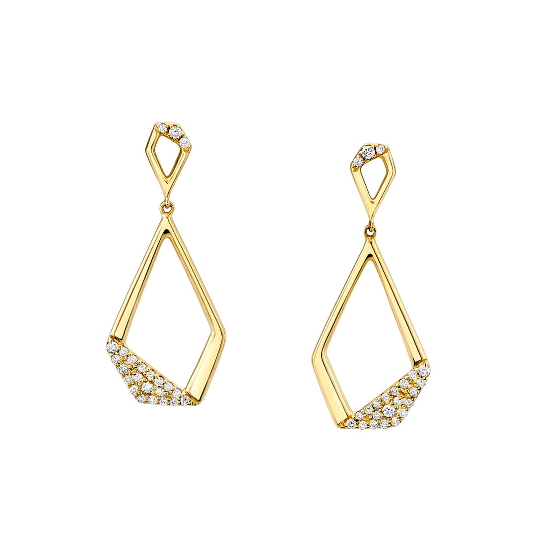 14K Yellow Gold Round, 0.17ct., Geometric Dangle