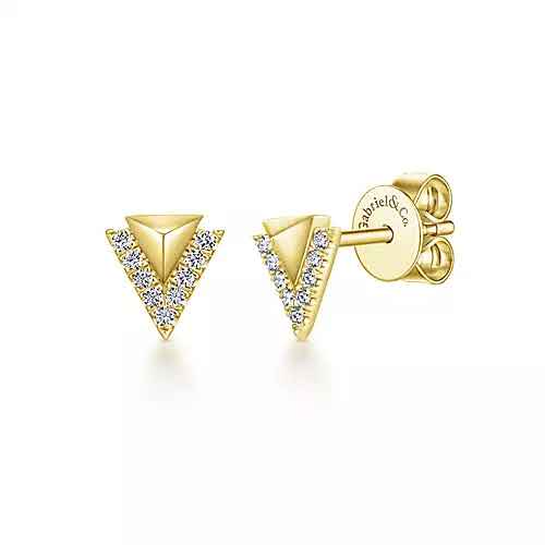 14K Yellow Gold Round, 0.09ct., Stud