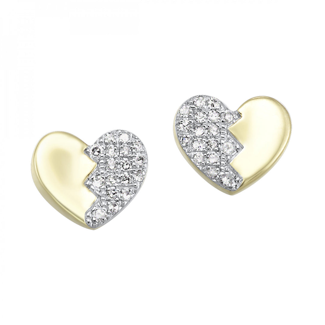 10K Two Tone Round, 0.13ct., Button Earrings