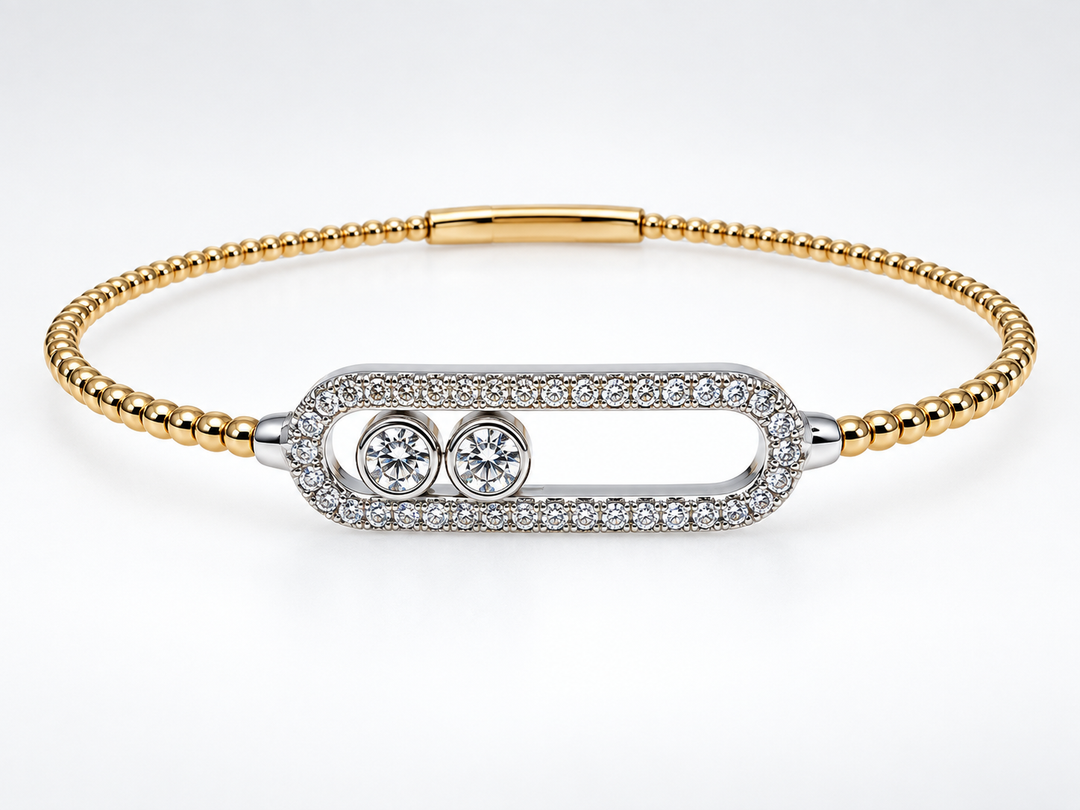 Lady's Two Tone 14 Karat Flexie 0.50ct Diamond Bangle Bracelet