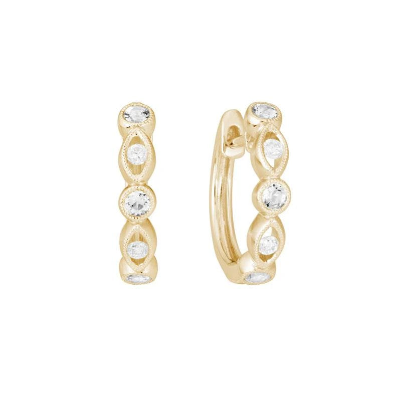 14K Yellow Gold Round, 0.25ct., Small Hoop, Bezel Set