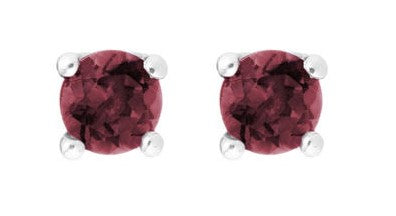 14K White Garnet 0.92ct. Cushion Stud Colored Stone Earrings