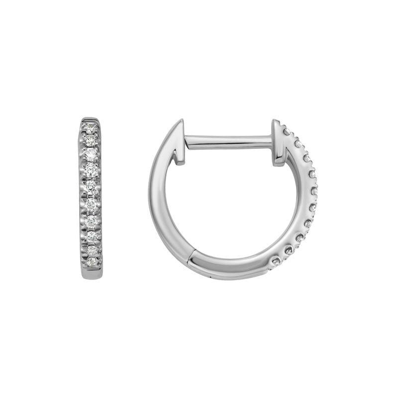 14K White Gold Round, 0.10ct., Small Hoop
