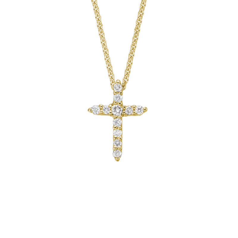 Religious Pendant Yellow 14K Cable Link 0.09ct. Round