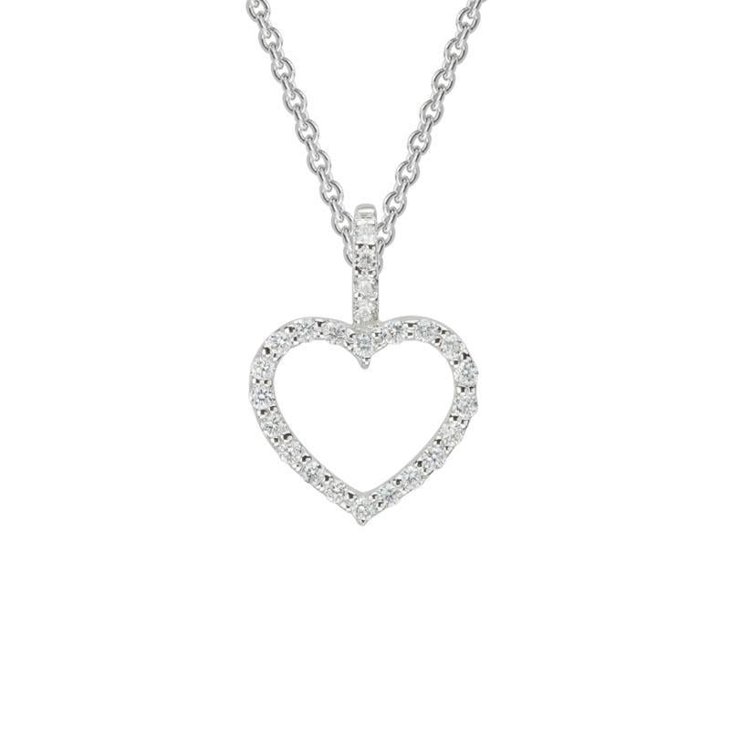 Heart Pendant White 14K Cable Link 0.10ct. Round