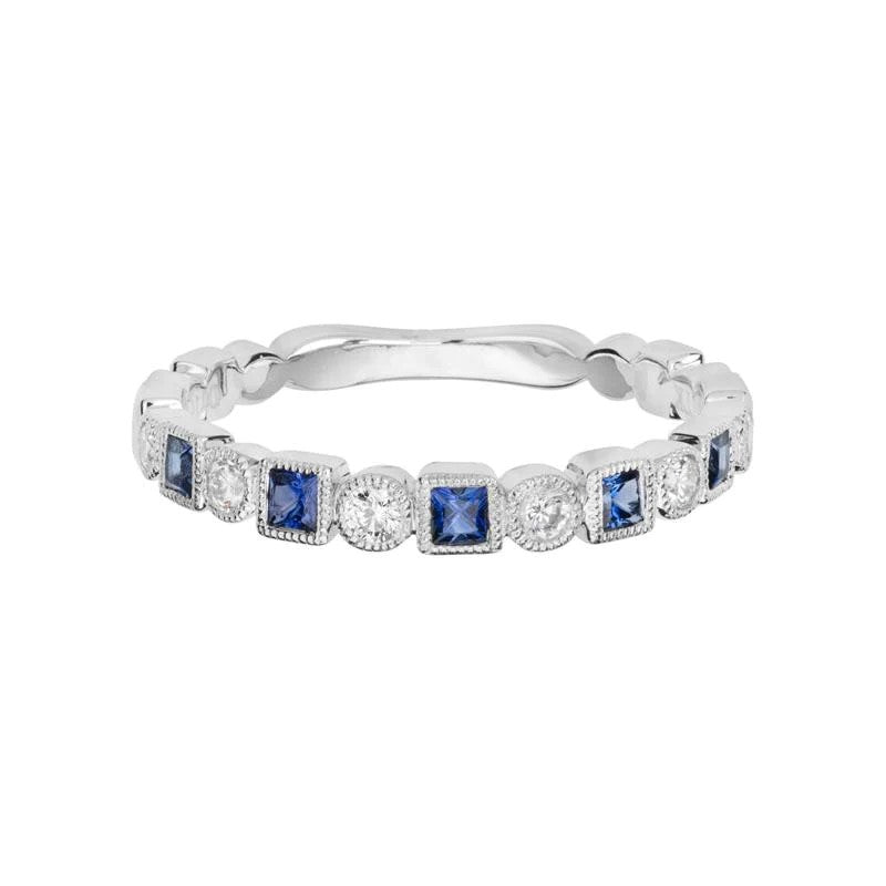14K White 0.24ct. Princess Gemstone Women's Colored Stone Rings