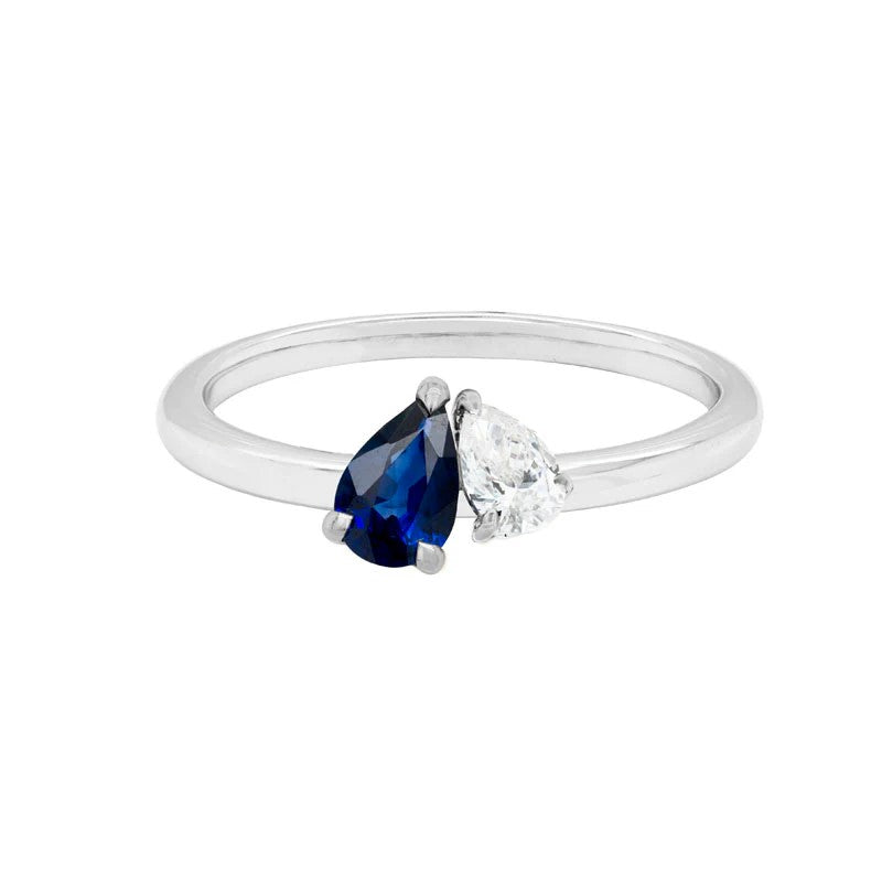 14K White 0.55ct. Pear Gemstone Women's Colored Stone Rings