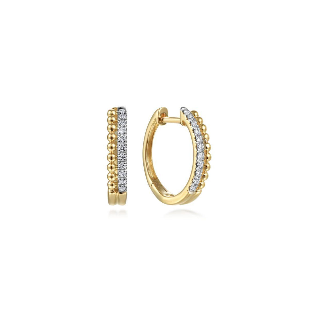14K Yellow Gold Round, 0.11ct., Huggie