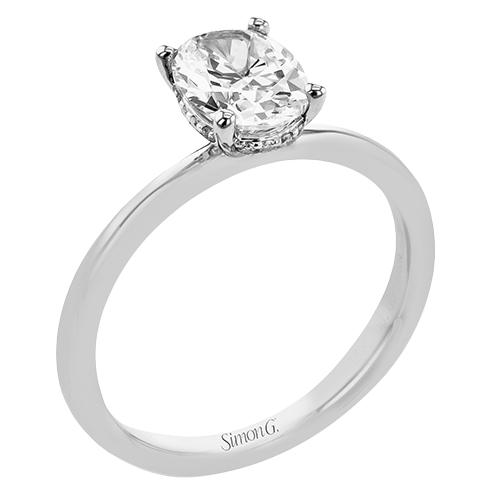 18K White 0.05ct. Oval Solitaire Diamond Engagement Ring