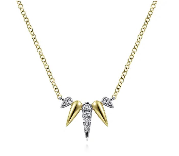 Pave Pendant Two Tone 14K 0.06ct. Round