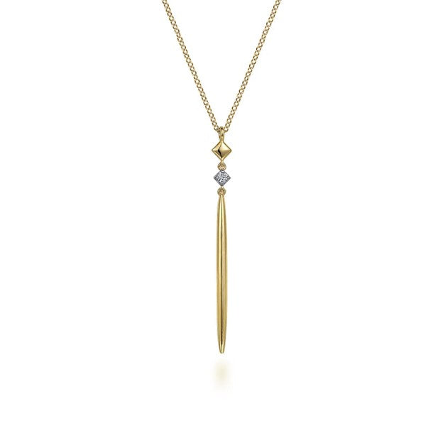 Drop Pendant Yellow 14K Cable Link 0.03ct. Round
