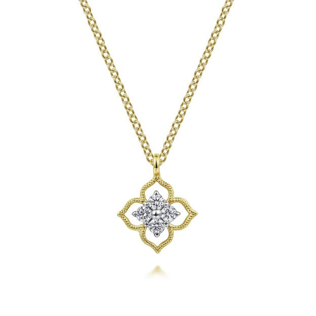 Nature Pendant Yellow 14K 0.12ct. Round
