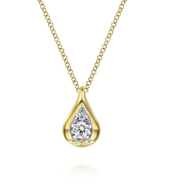 Drop Pendant Two Tone 14K 0.18ct. Round