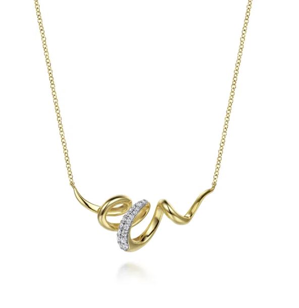 Contemporary Pendant Two Tone 14K 0.16ct. Round