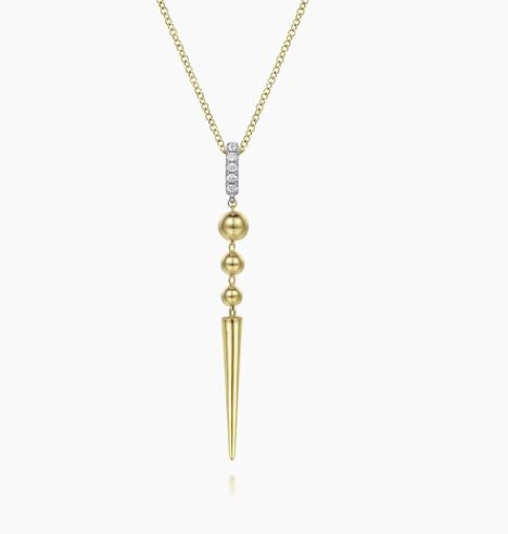 Drop Pendant Two Tone 14K 0.05ct. Round