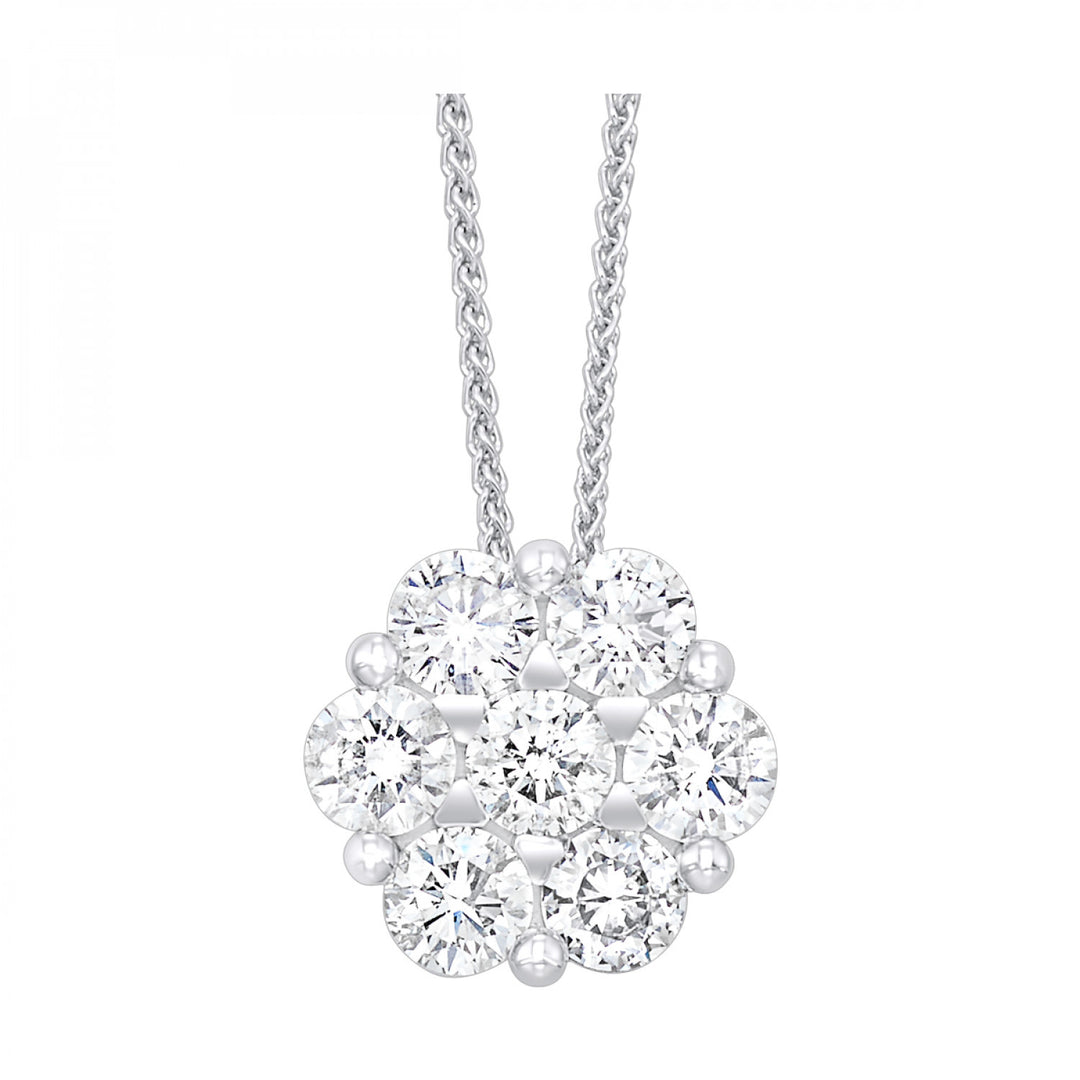 Cluster Pendant White 14K Rope 0.33ct. Round