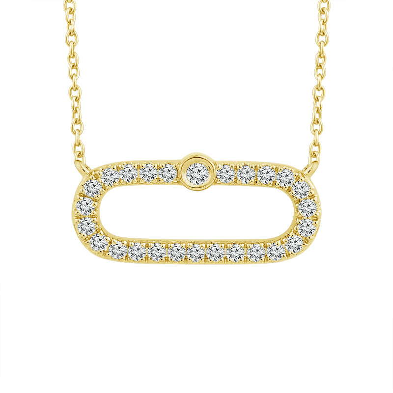 Geometric Pendant Yellow 10K Cable Link 0.20ct. Round