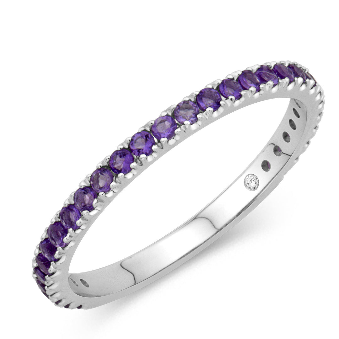 14K White 0.36ct. Round Gemstone Women's Colored Stone Rings