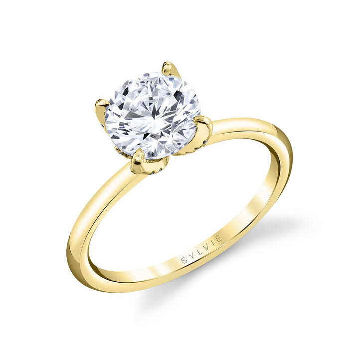 14K Yellow Gold 0.13ct. Round Solitaire Diamond Engagement Ring