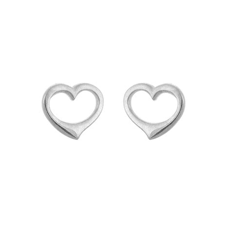 Rhodium Open Heart Stud Sterling Silver